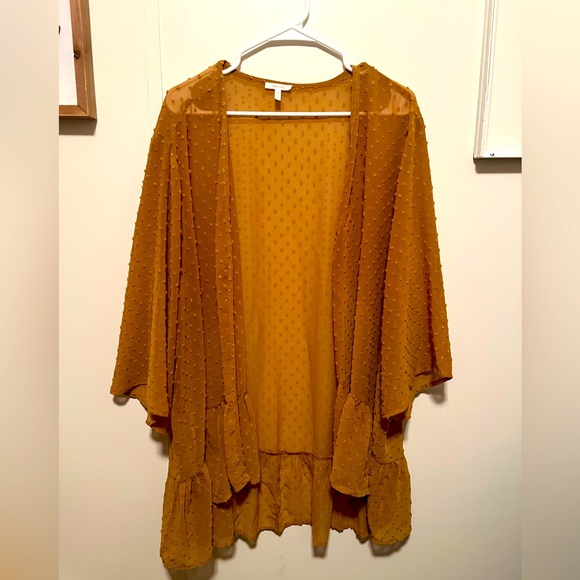 Maurice’s brand mustard yellow Swiss dot kimono - Picture 1 of 4